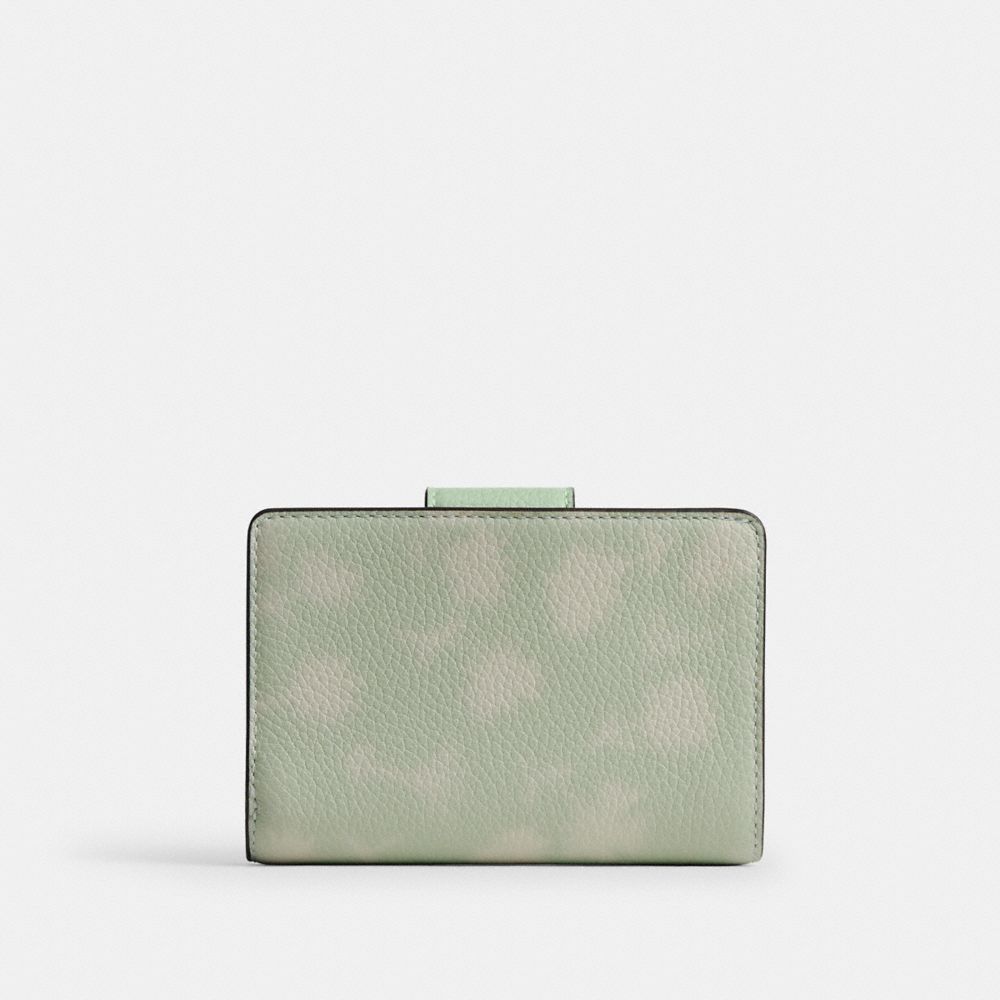 Coach Medium Corner Zip Wallet With Floral Print Gold Pale Green