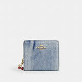 Coach Snap Wallet In Loved Denim With Charm Gold Light Indigo