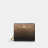Coach Snap Wallet In Ombre Signature Canvas Gold Brown