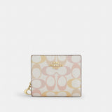 Coach Snap Wallet In Signature Canvas Gold Chalk Pink