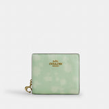 Coach Snap Wallet With Floral Print Gold Pale Green