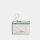 Coach Mini Skinny Id Case In Signature Canvas Silver Chalk Blue