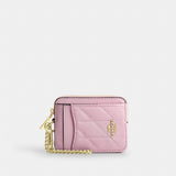 Coach Zip Card Case With Quilting Gold Carnation