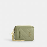 Coach Zip Card Case With Quilting Gold Pistachio