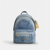 Coach Taylor Small Backpack In Loved Denim Gold Light Indigo