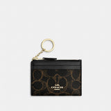 Coach Mini Skinny Id Case In Loved Signature Canvas Gold Brown