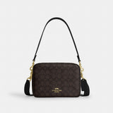 Coach Carey Crossbody Bag In Signature Canvas Gold Walnut Black