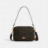 Coach Carey Crossbody Bag In Loved Signature Canvas With Charms Gold Brown