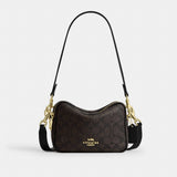 Coach Mini Carey Crossbody Bag In Signature Canvas Gold Walnut Black