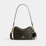 Coach Mini Carey Crossbody Bag In Loved Signature Canvas Gold Brown