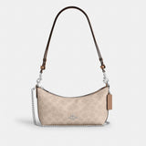 Coach Caitlin Shoulder Bag In Signature Canvas Silver Sand Taupe
