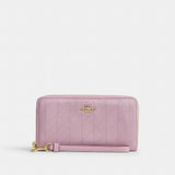 Coach Long Zip Around Wallet With Quilting Gold Carnation