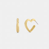 Coach Heart Hoop Earrings Gold