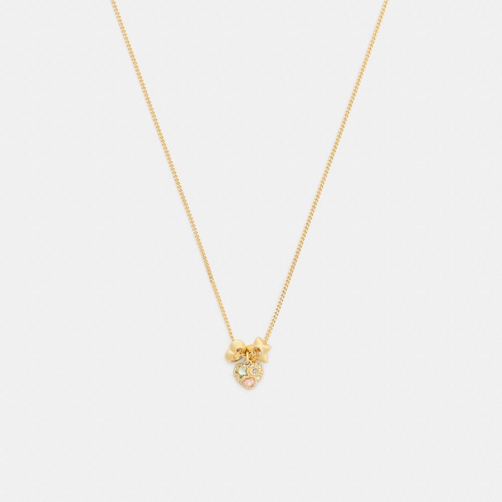 Coach Stars And Hearts Rondell Pendant Necklace Gold