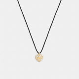 Coach Pavé Heart Cord Pendant Necklace Gold Black