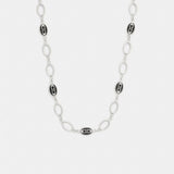 Coach Signature Link Enamel Chain Necklace Silver Black