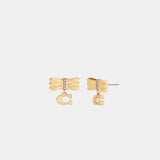 Coach Signature Bow Stud Earrings Gold