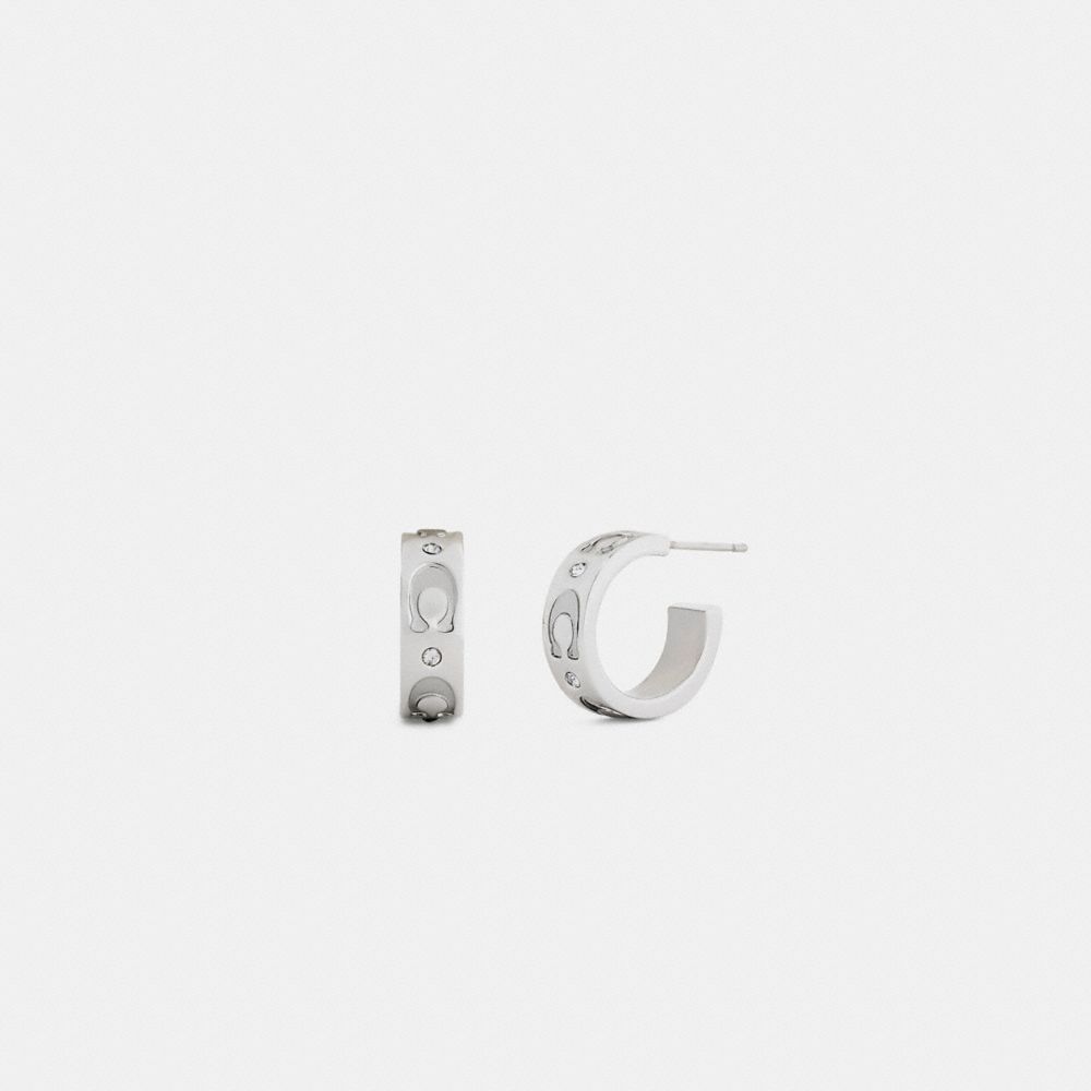 Coach Repeated C Huggie Earrings Silver