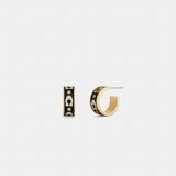 Coach Repeated C Huggie Earrings Gold Black