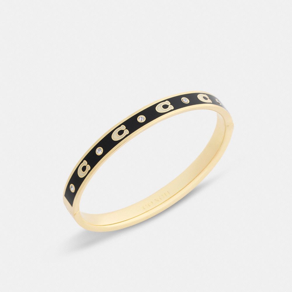 Coach Repeated C Hinged Bangle Gold Black