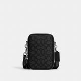 Coach Stanton Crossbody Bag In Signature Jacquard Silver Charcoal Black