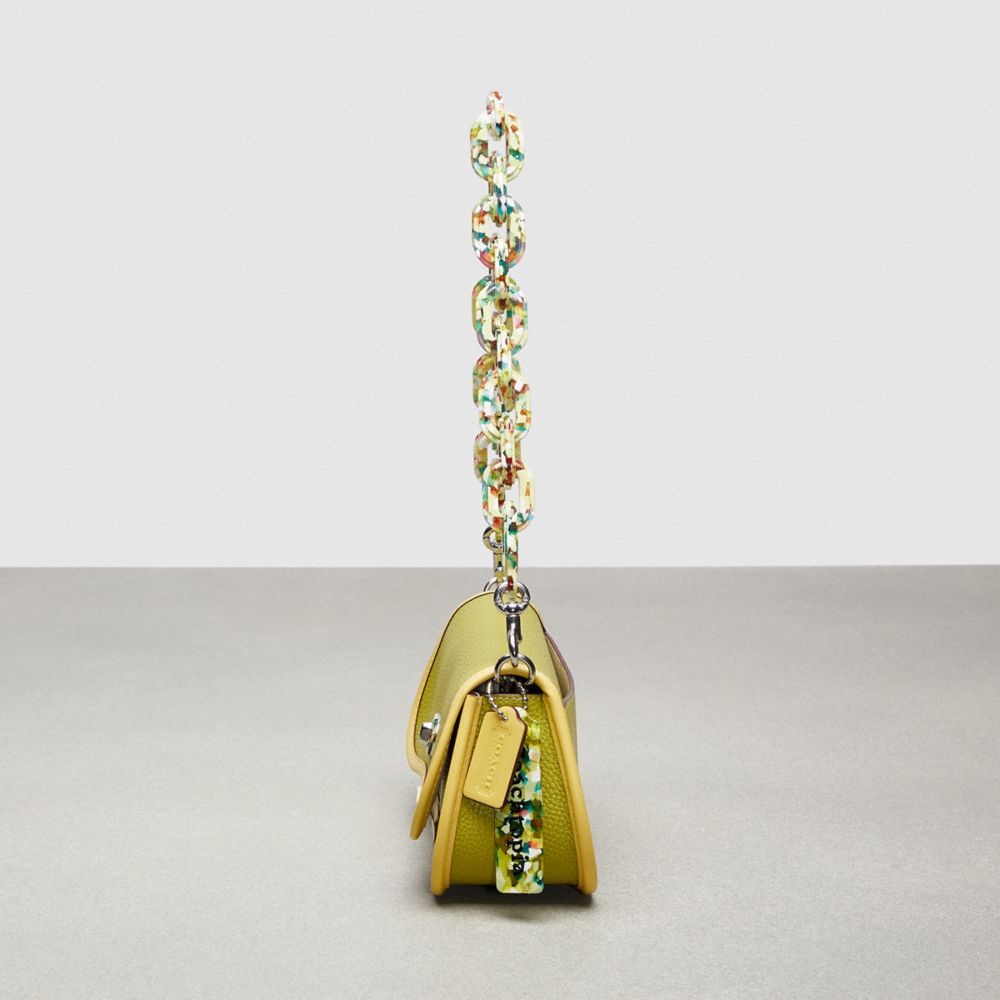 Coach Wavy Dinky Bag In Coachtopia Leather Lime Green Sunflower