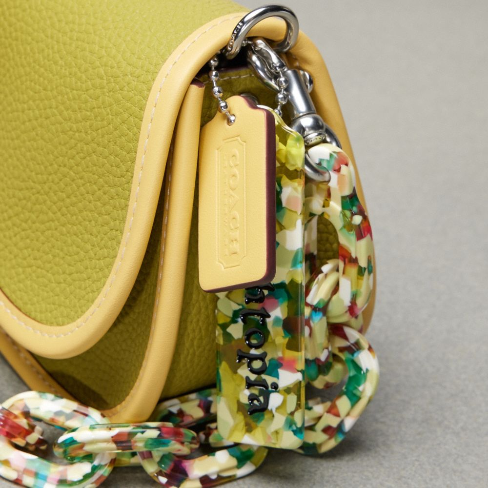 Coach Wavy Dinky Bag In Coachtopia Leather Lime Green Sunflower