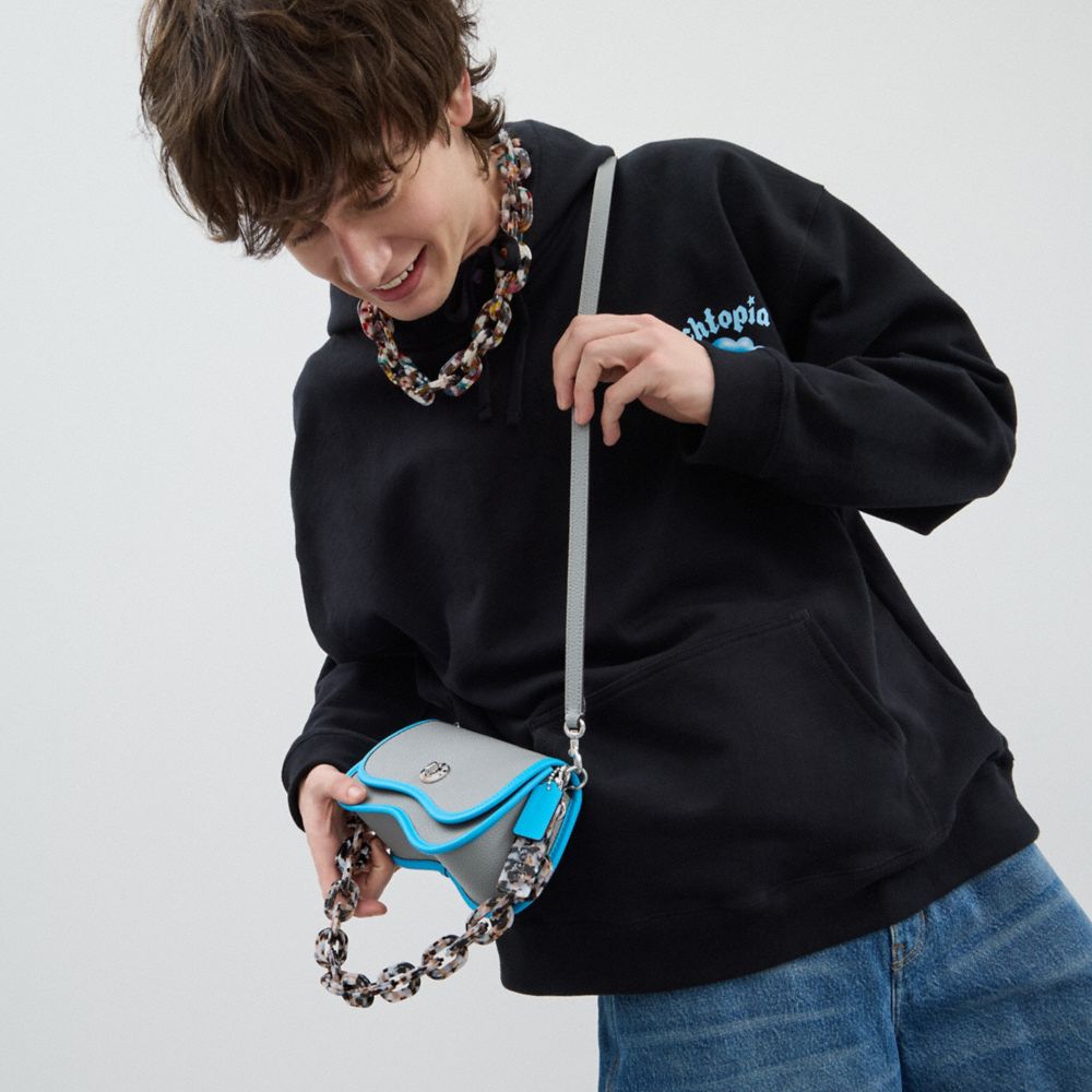Coach Wavy Dinky Bag In Coachtopia Leather Washed Steel Surf Blue