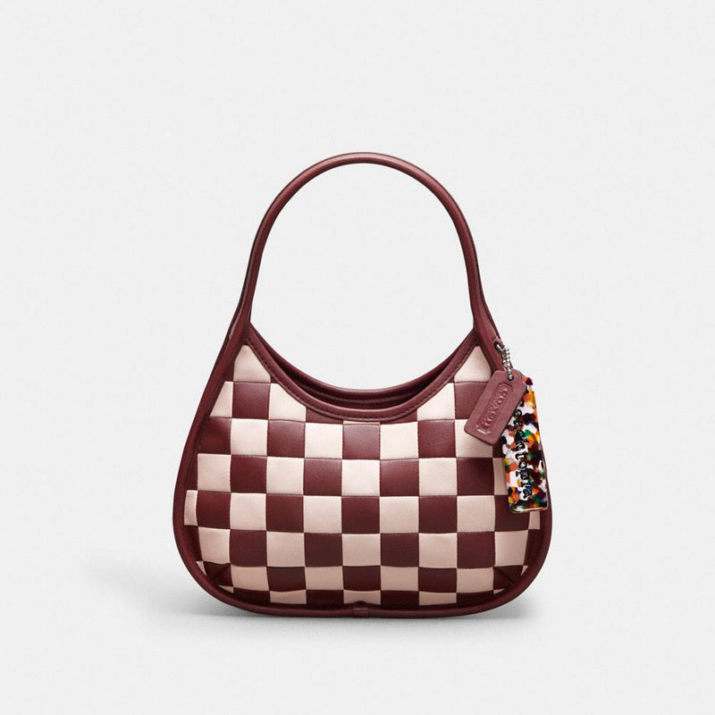 Coach Ergo Bag In Checkerboard Upcrafted Leather Wine Pink