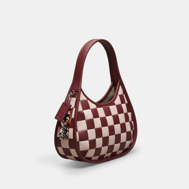 Coach Ergo Bag In Checkerboard Upcrafted Leather Wine Pink