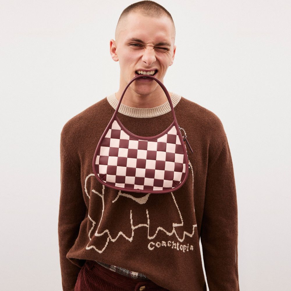 Coach Ergo Bag In Checkerboard Upcrafted Leather Wine Pink