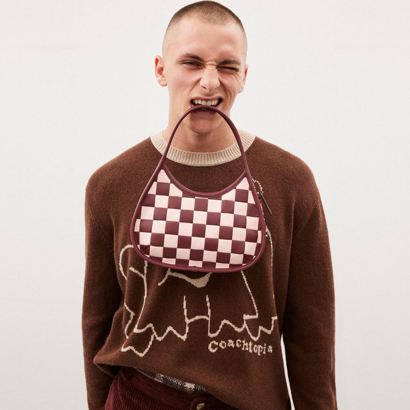 Coach Ergo Bag In Checkerboard Upcrafted Leather Wine Pink