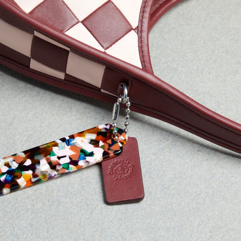 Coach Ergo Bag In Checkerboard Upcrafted Leather Wine Pink