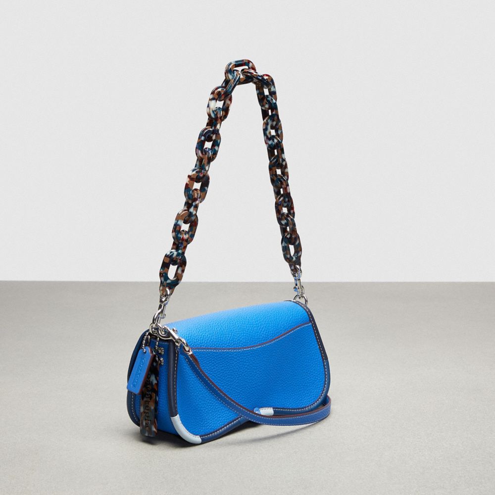 Coach Wavy Dinky Bag In Coachtopia Leather With Colorful Binding Vintage Blue Multi