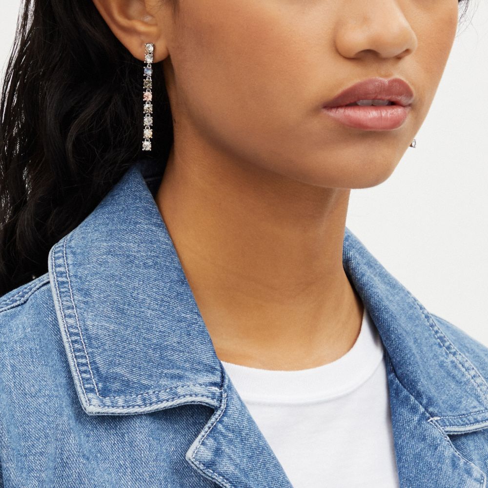 Coach Signature Link Tennis Linear Earrings Silver