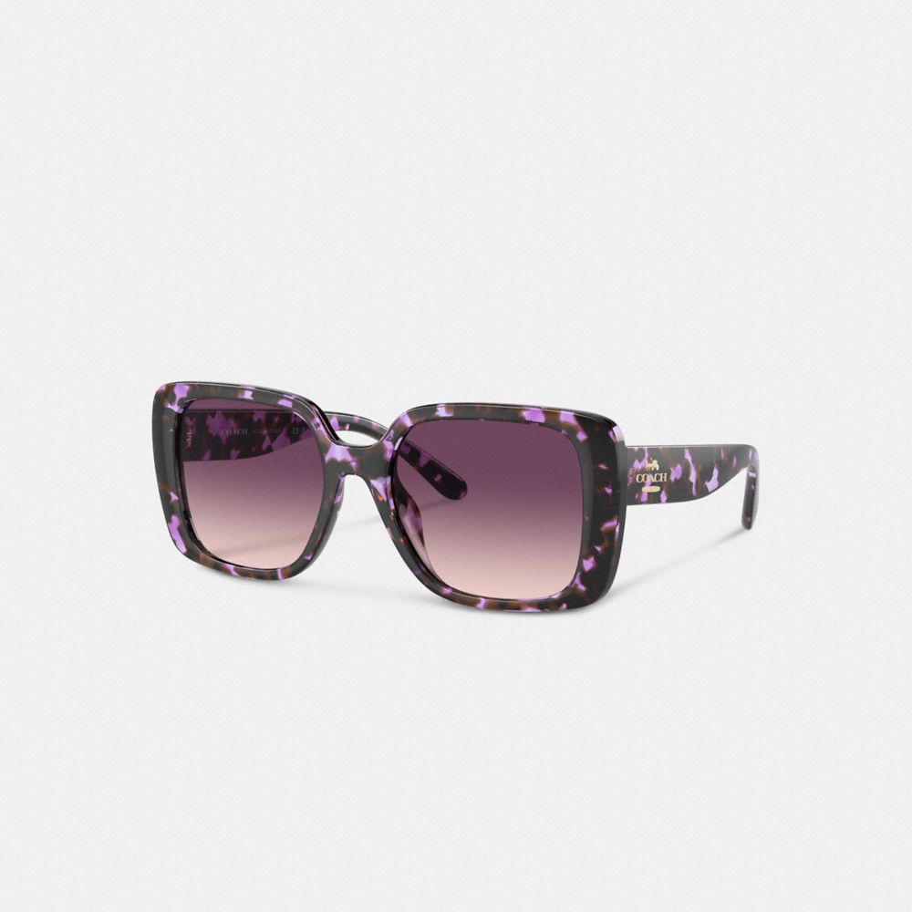 Coach Oversized Square Sunglasses Purple Tortoise