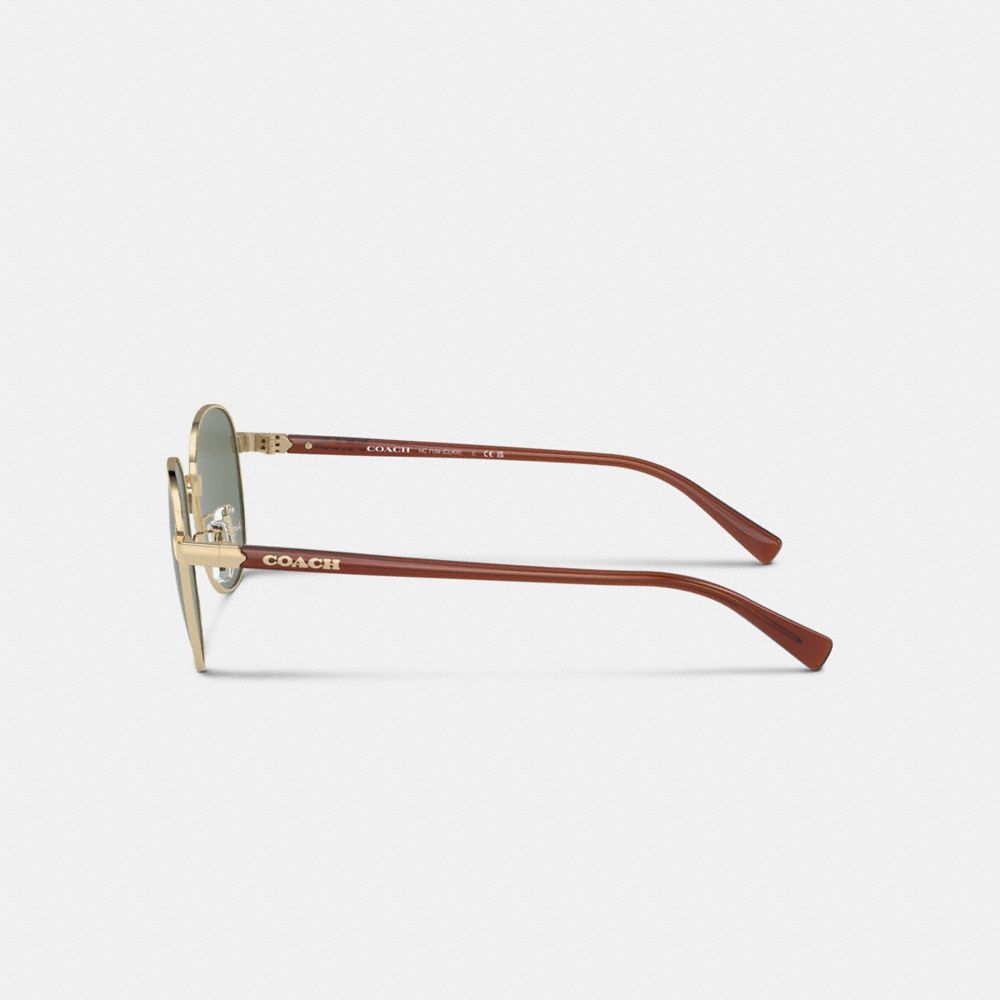 Coach Metal Round Sunglasses Gold Green