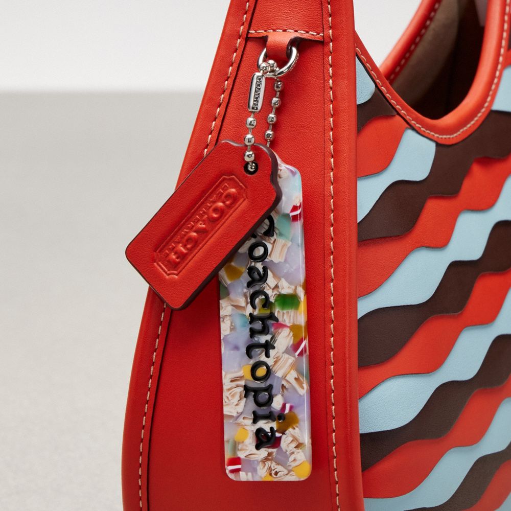 Coach Ergo Bag In Wavy Appliqué Upcrafted Leather Mango Powder Blue Multi
