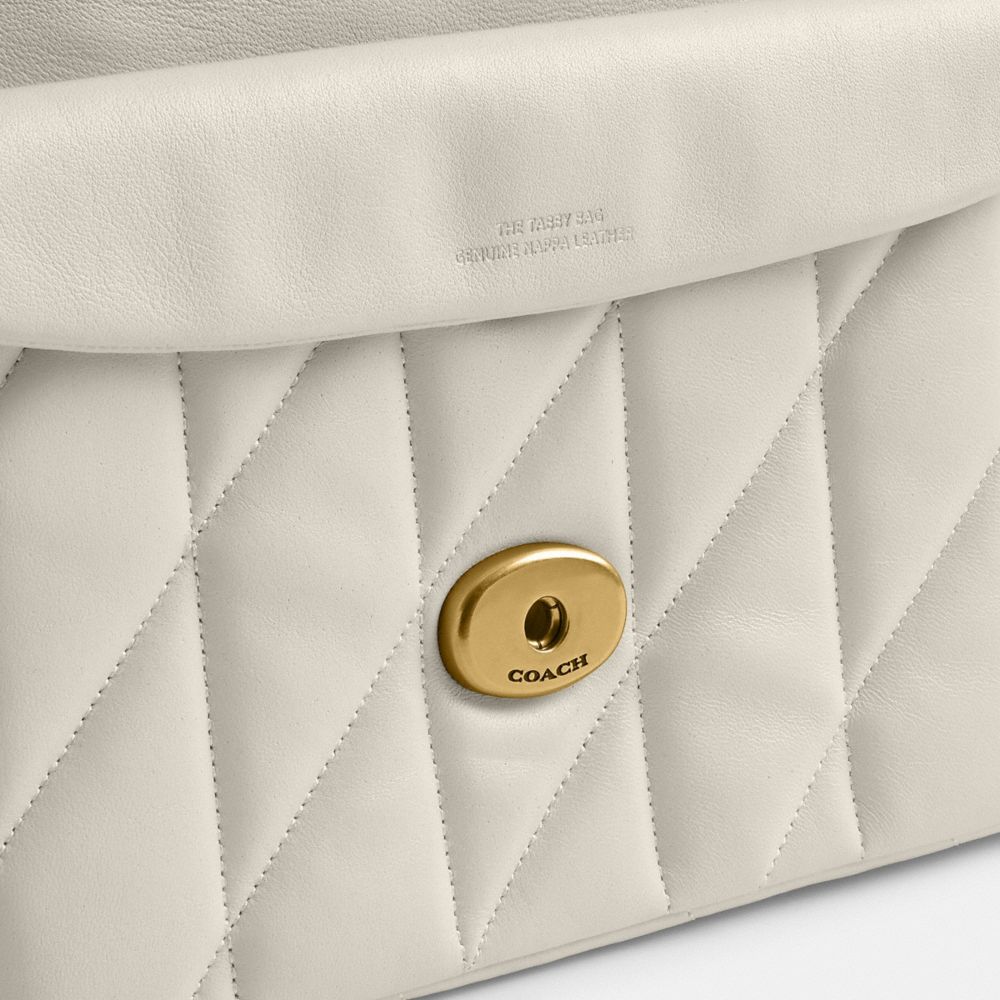 Coach Tabby Shoulder Bag 26 With Pillow Quilting Brass Chalk