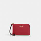 Coach Corner Zip Wristlet Gold True Red