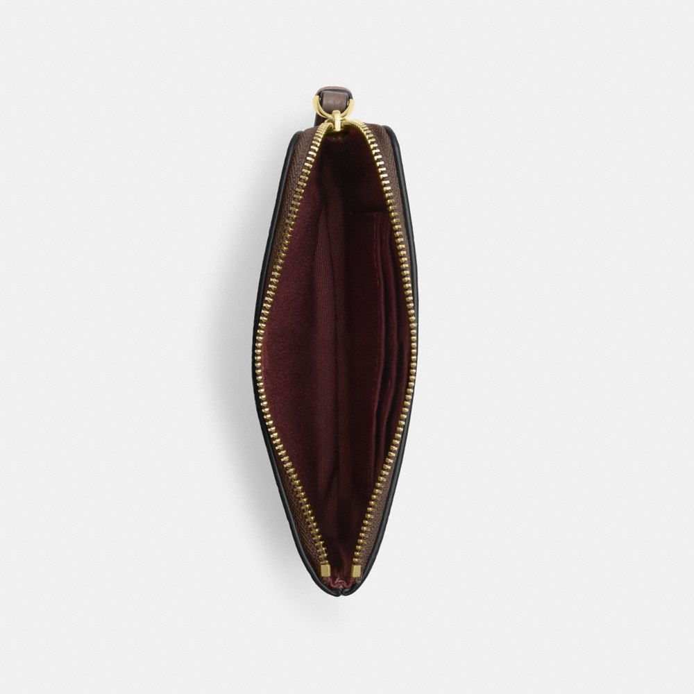 Coach Corner Zip Wristlet Gold Dark Stone