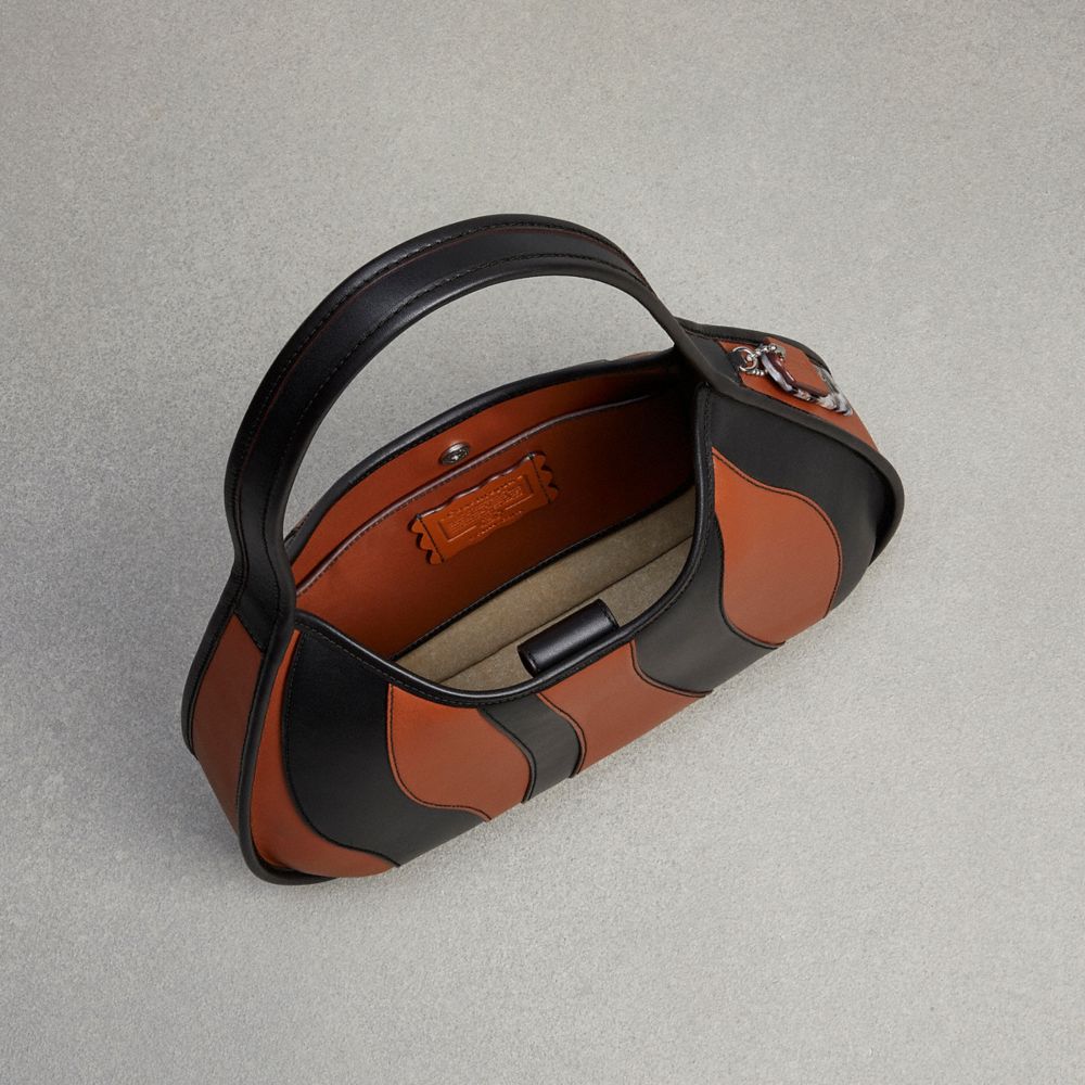 Coach Ergo Bag With Wavy Stripe In Upcrafted Leather Black Saddle