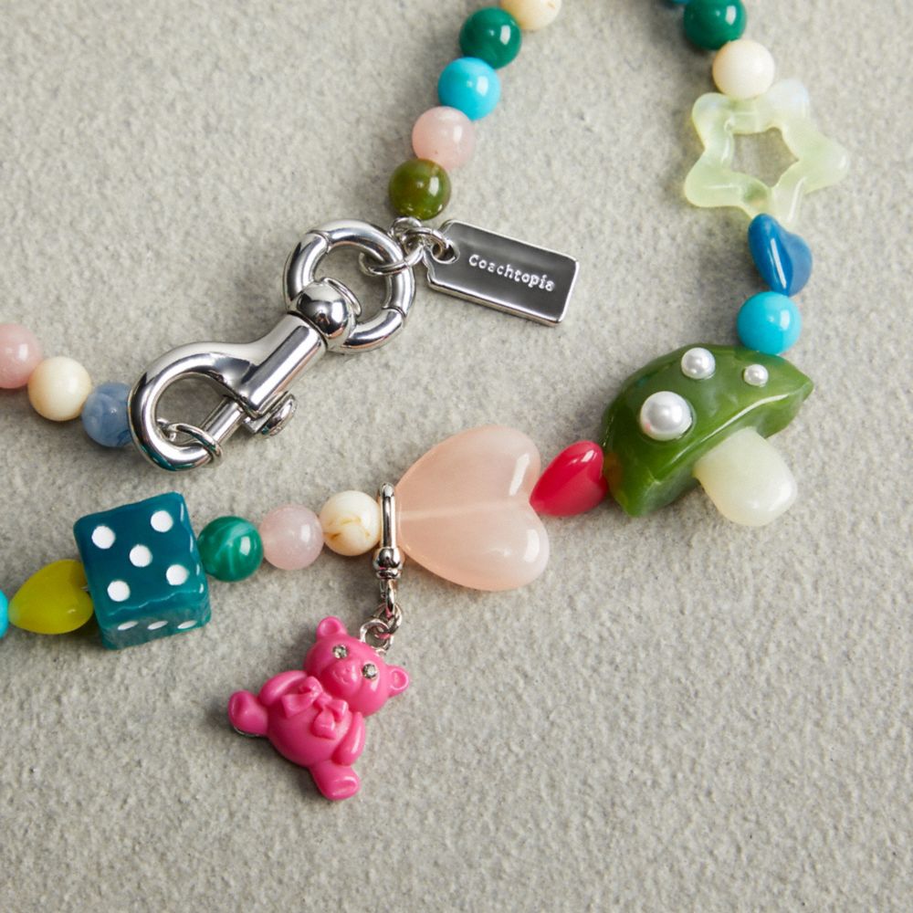 Coach Charm Necklace In Recycled Materials Metal Multi.