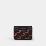 Coach Wavy Card Case In Coachtopia Leather With Caterpillar Print Black