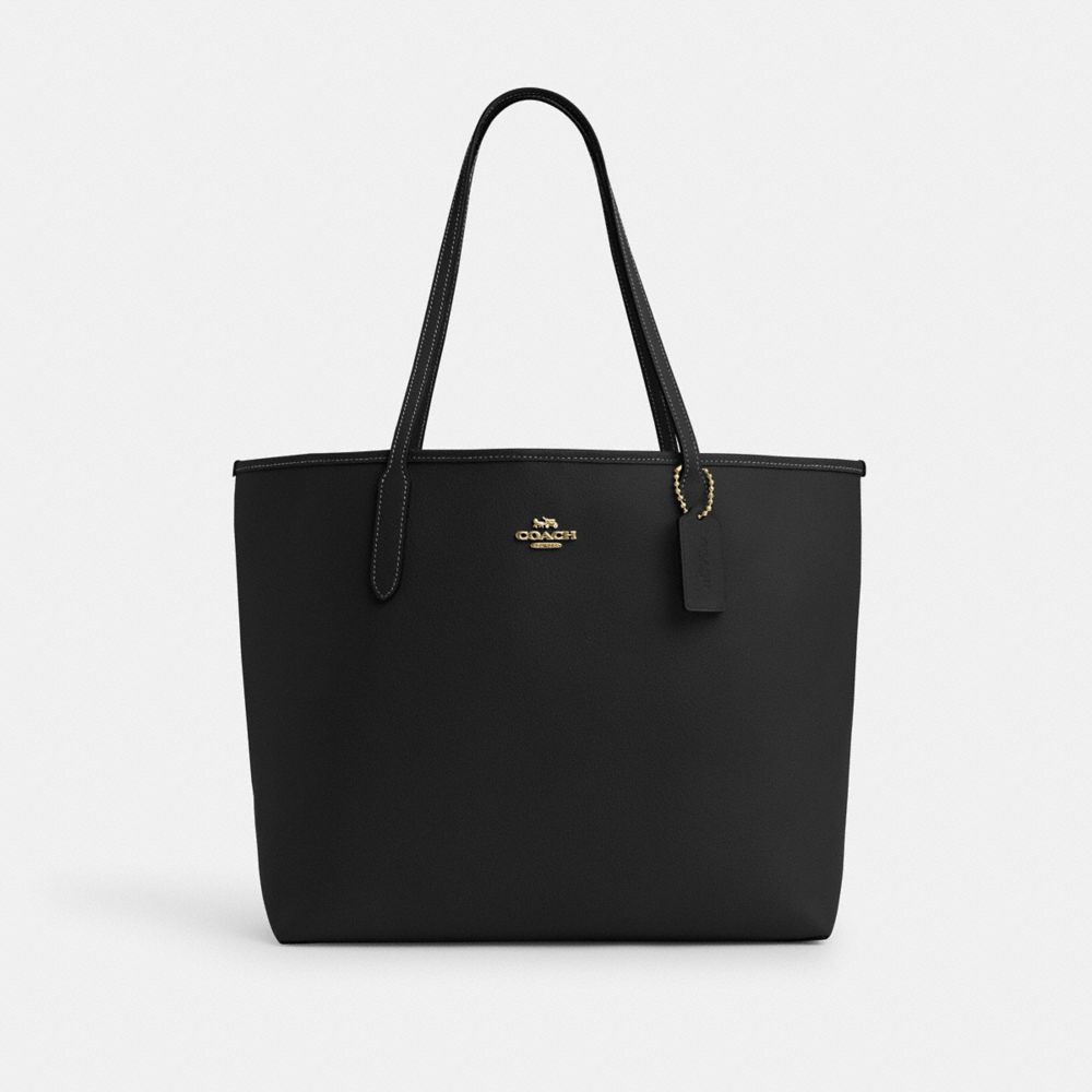 Coach City Tote Bag Gold Black
