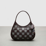 Coach Ergo Bag In Checkerboard Upcrafted Leather With Zig Zag Stitch Oxblood Heather Grey