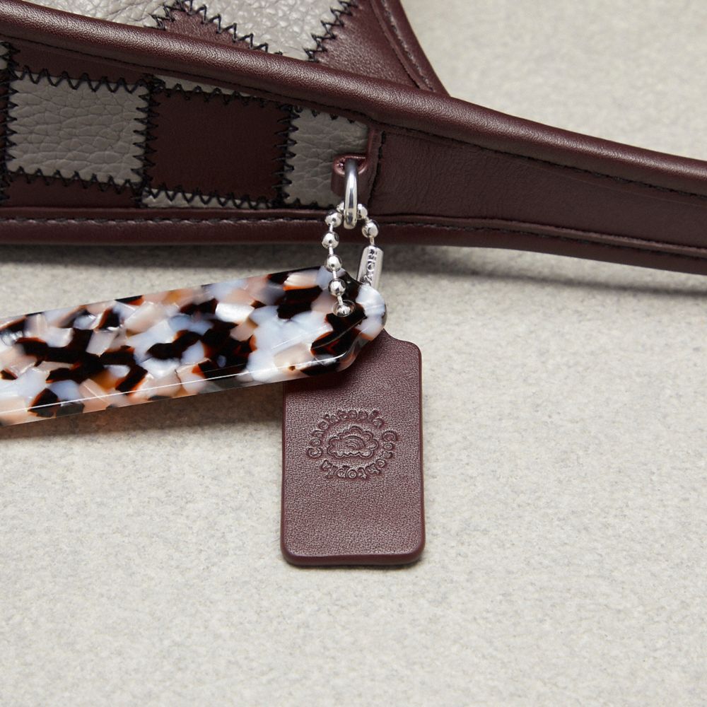 Coach Ergo Bag In Checkerboard Upcrafted Leather With Zig Zag Stitch Oxblood Heather Grey