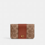 Coach Essential Slim Card Case In Signature Canvas Brass Tan Caramel