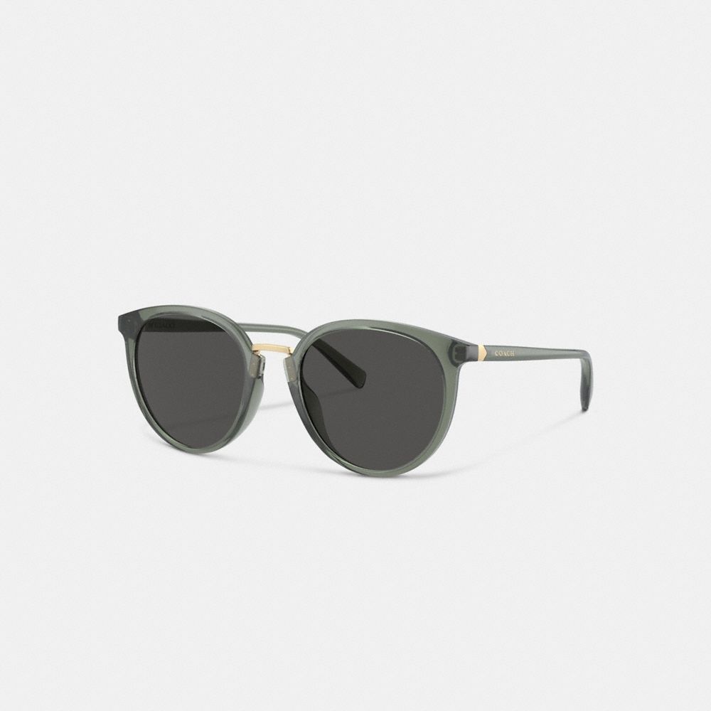 Coach Hangtag Round Sunglasses Transparent Green