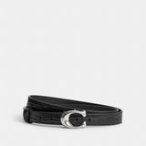 Coach Sculpted Signature Buckle Reversible Belt, 25 Mm Silver Black